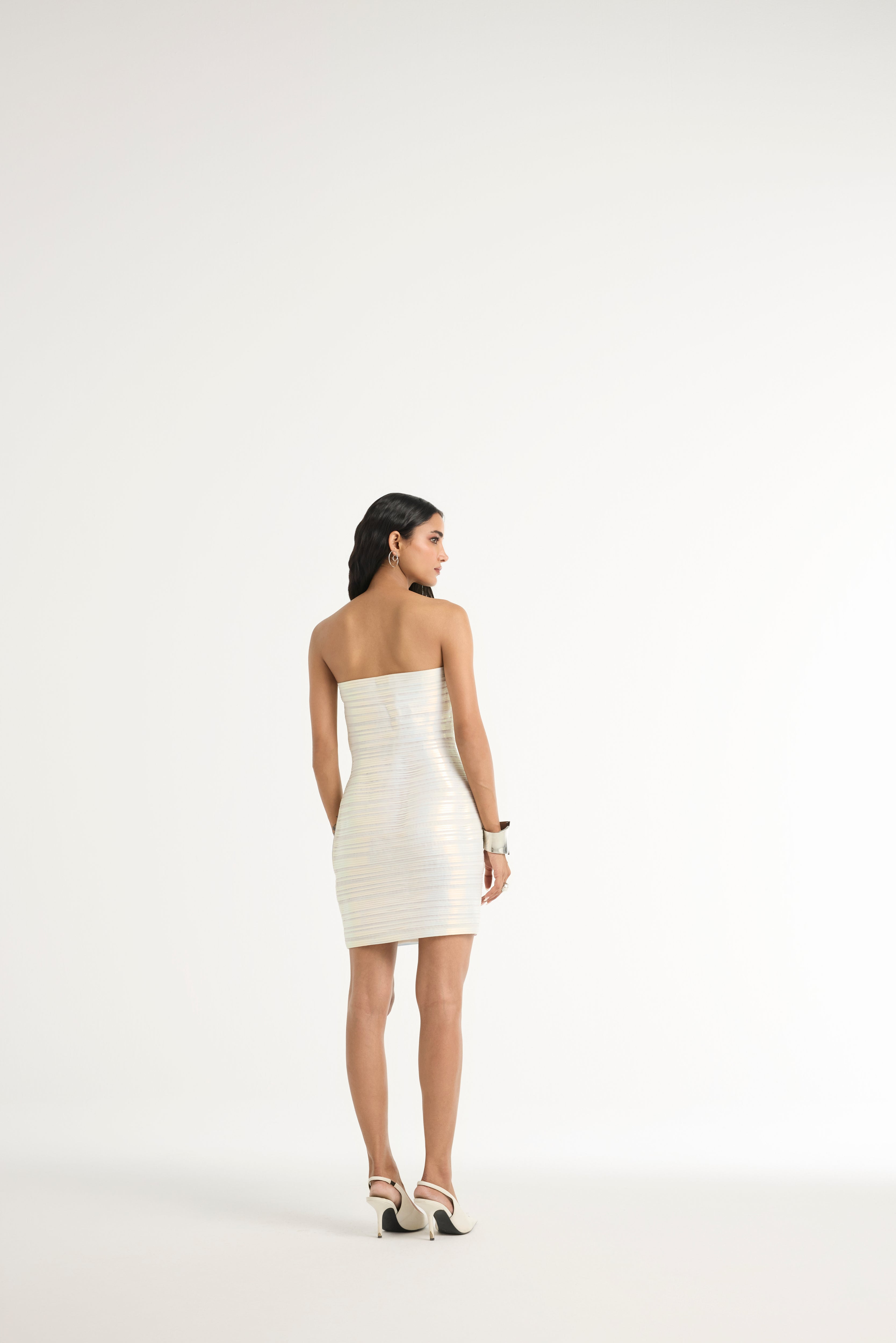 Bandeau Taped Mini Dress in White