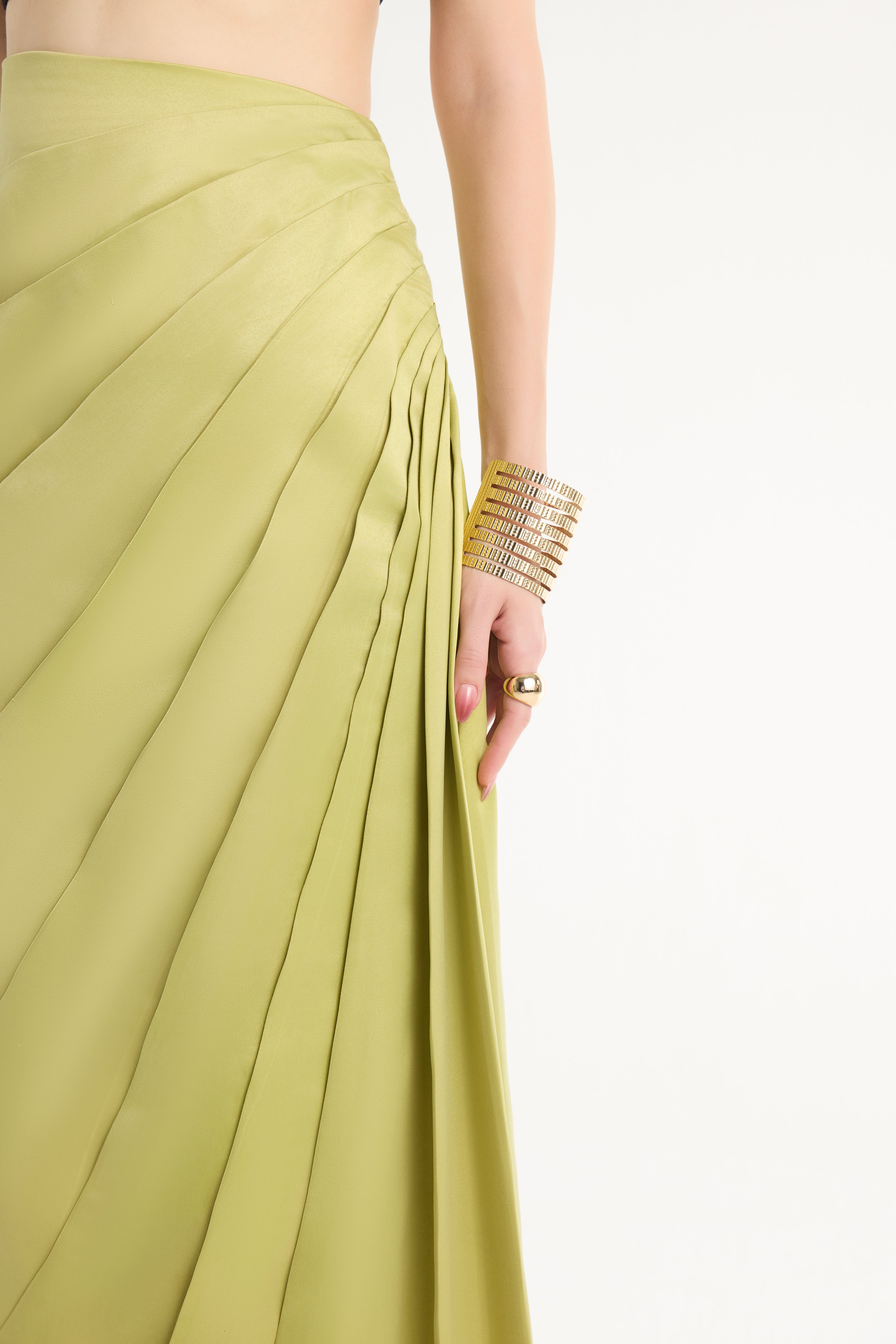 Paneled Maxi Skirt in Green