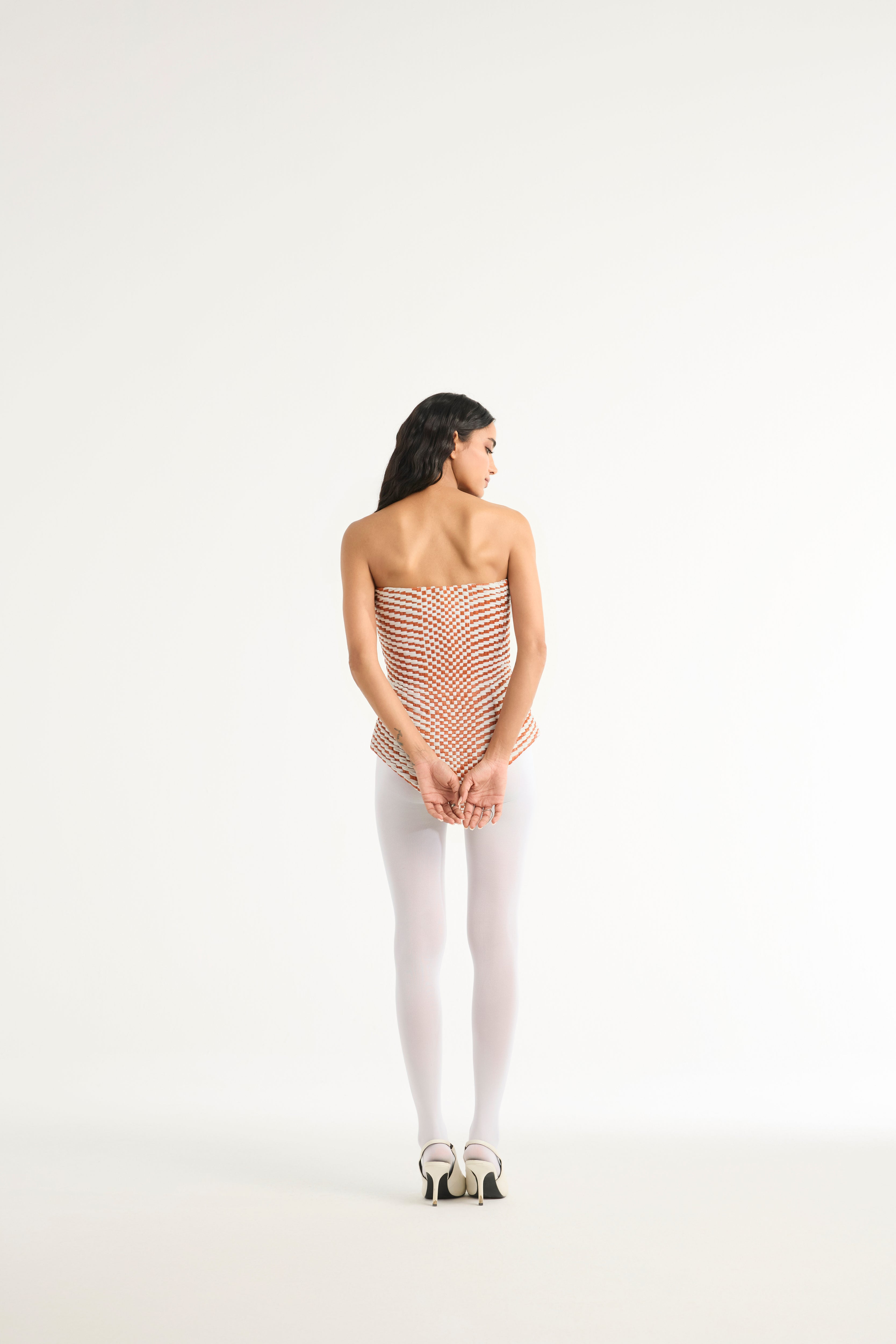 Woven Raffia Bodysuit with Detachable Cape