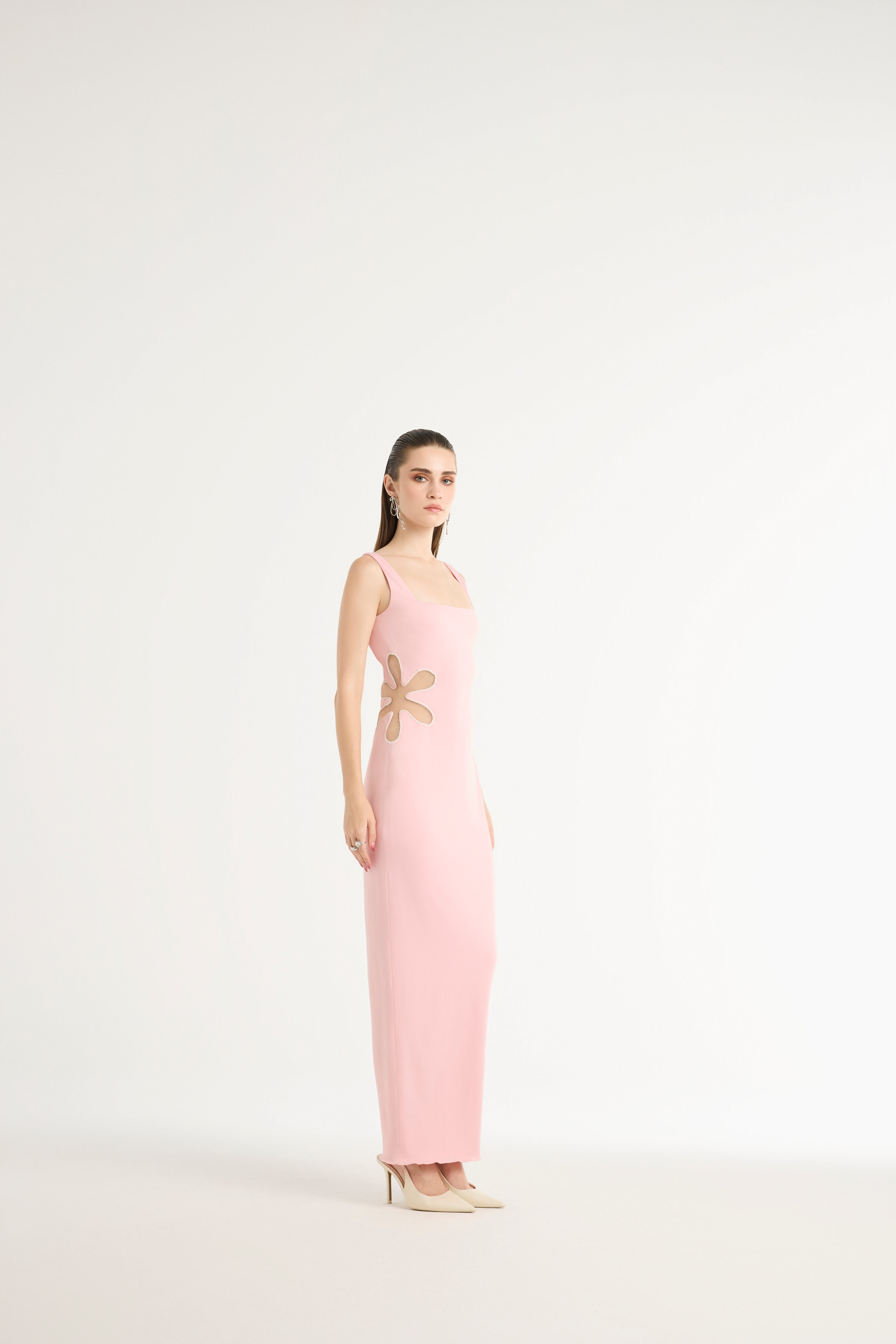 Flower Cut-Out Maxi in Pink