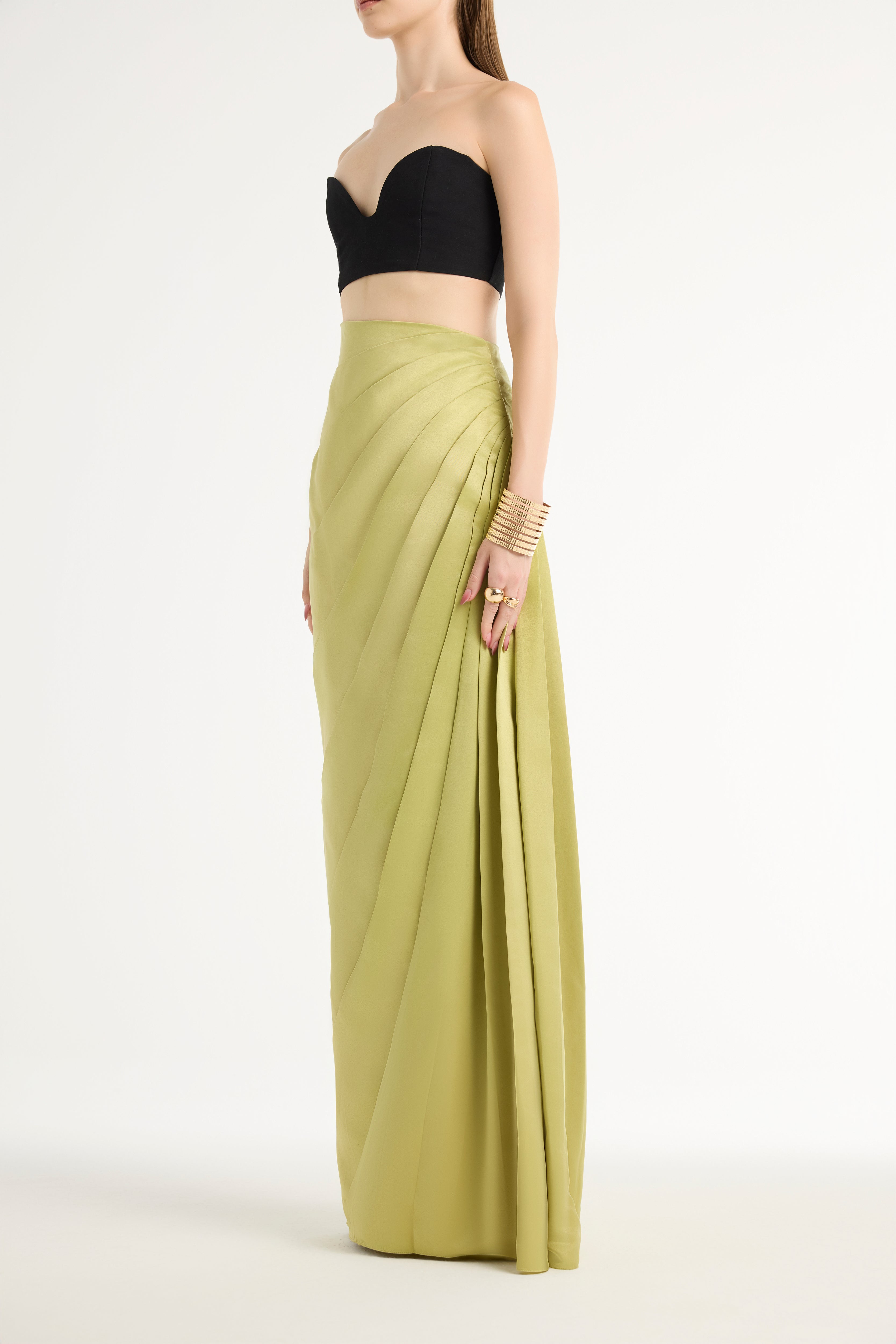 Paneled Maxi Skirt in Green