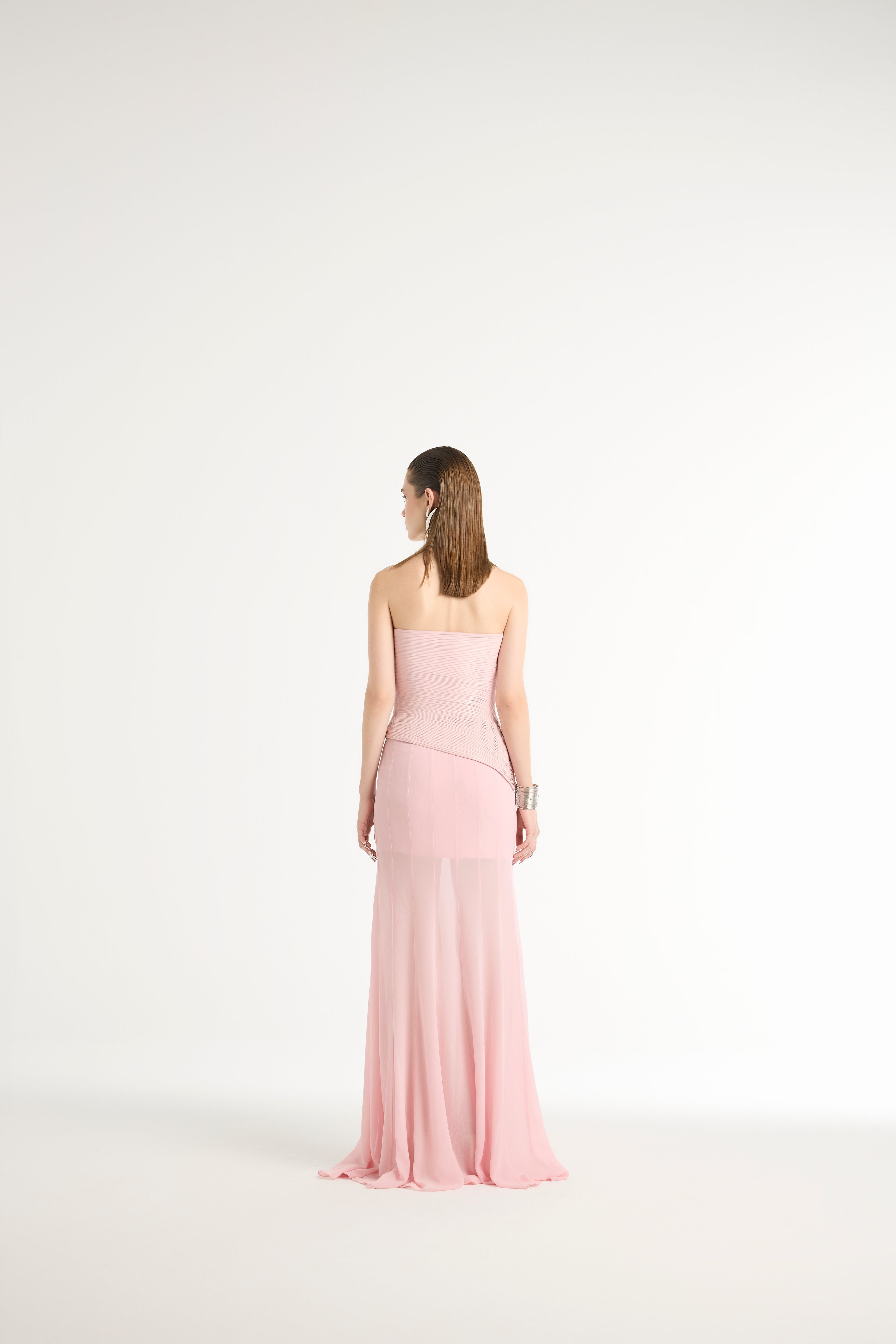 Semi-Sheer Paneled Skirt in Pink
