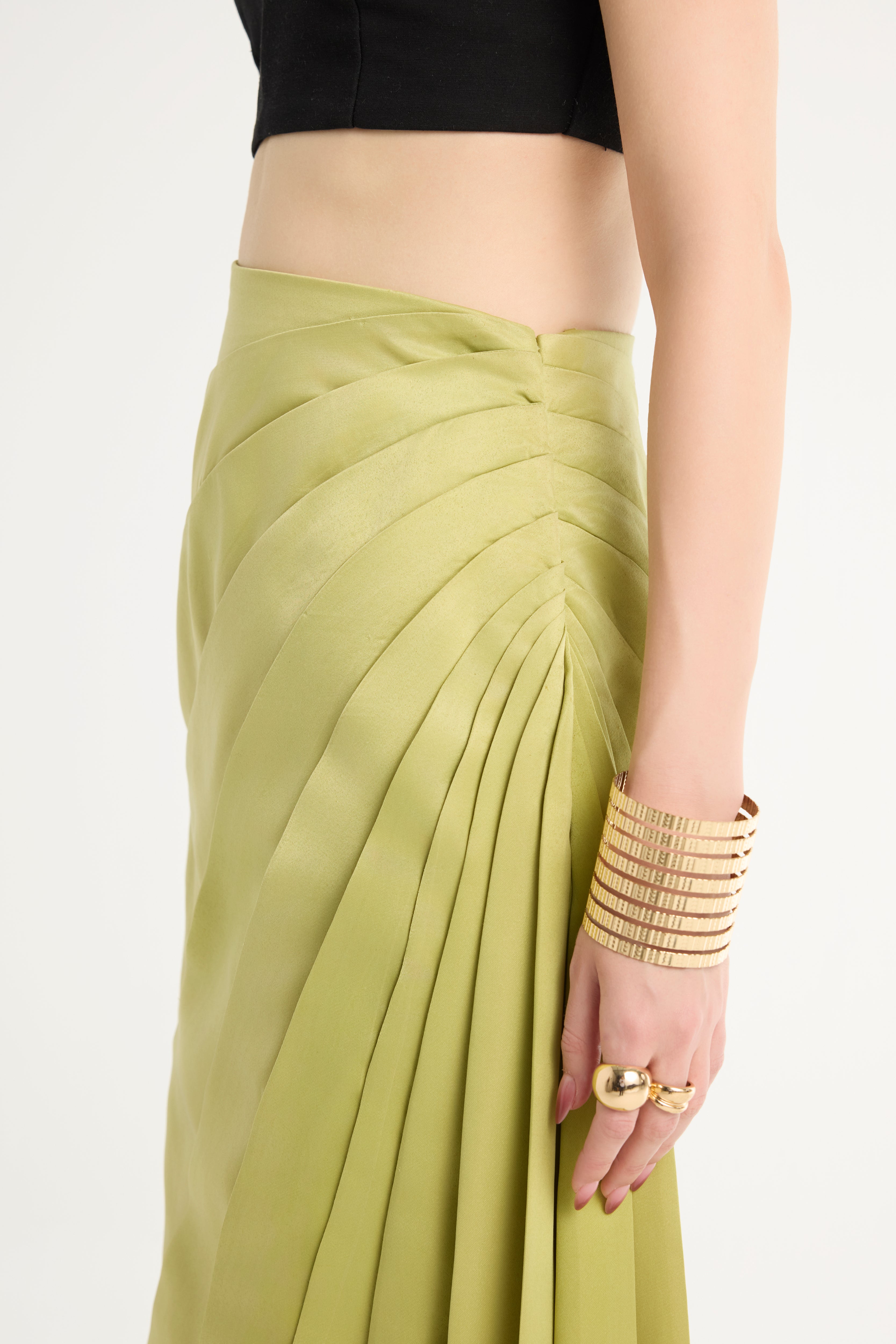 Paneled Maxi Skirt in Green