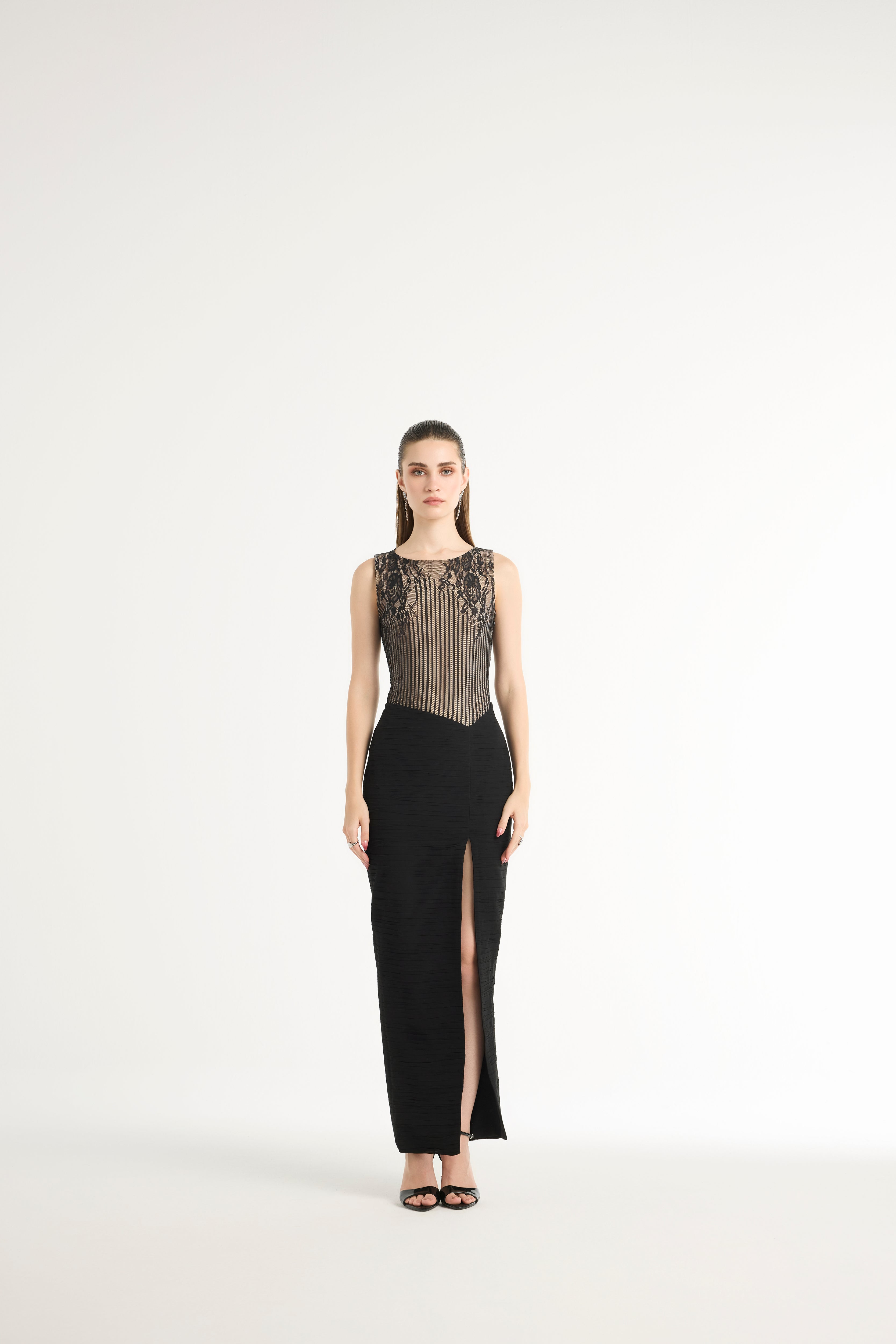 Lace Cut-Out Bodysuit in Black