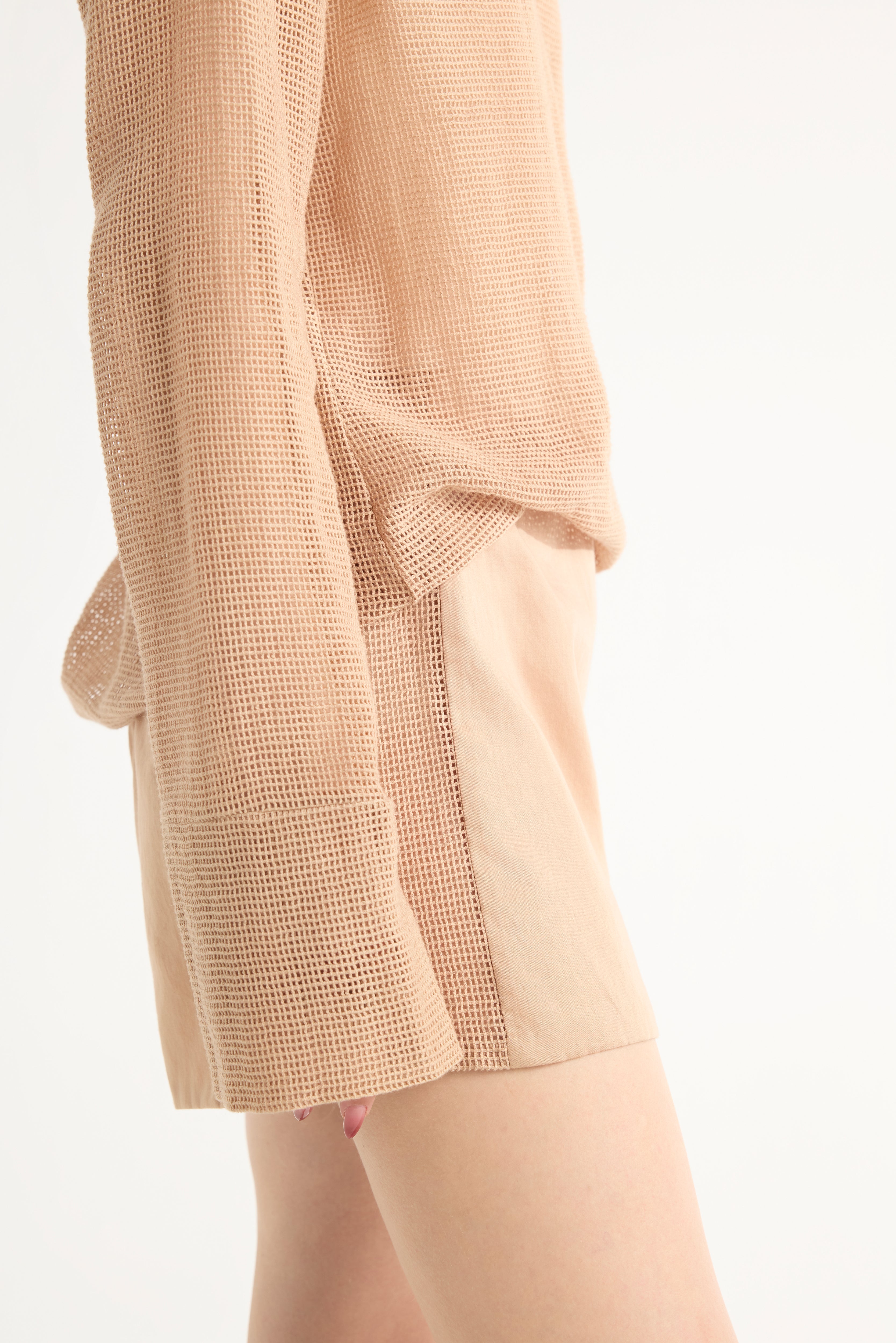 Paneled Summer Shorts in Beige