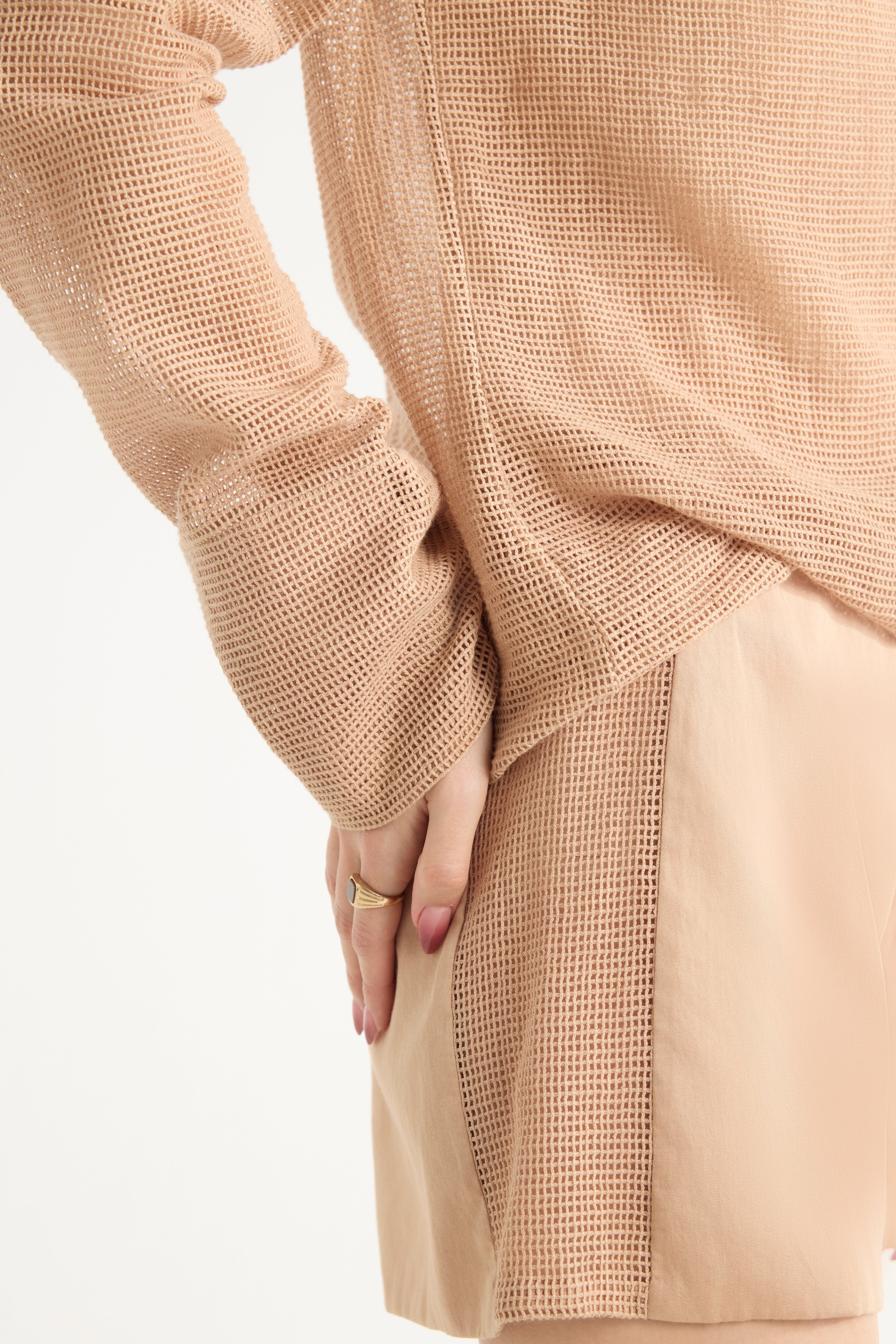 Paneled Summer Shorts in Beige